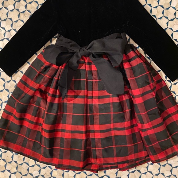 Jayne Copland Long Sleeve Black and Plaid Bowed Dress size 2T - Picture 6 of 7